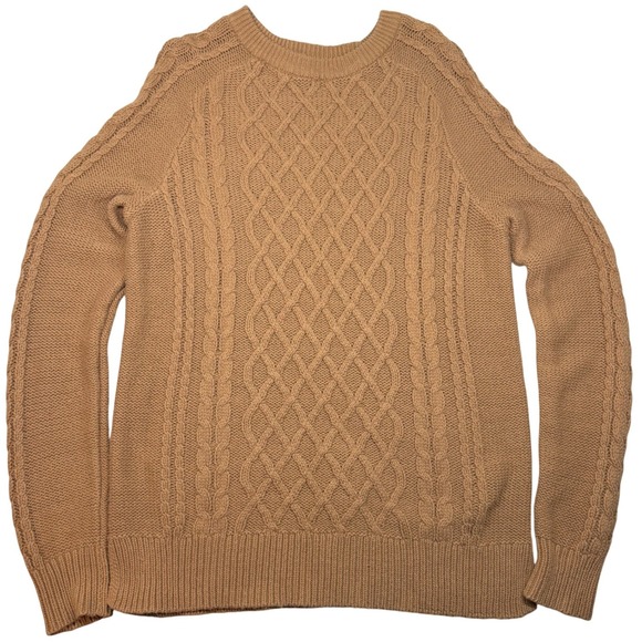 Old Navy Sweaters - Old Navy Womens Camel Cable Knit Sweater Medium Tall Chunky Brown Neutral Layer